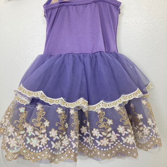 Weissman Purple Cream Lace Costume Dress Small Girls Figure Skating Dance Lace - Picture 6 of 16